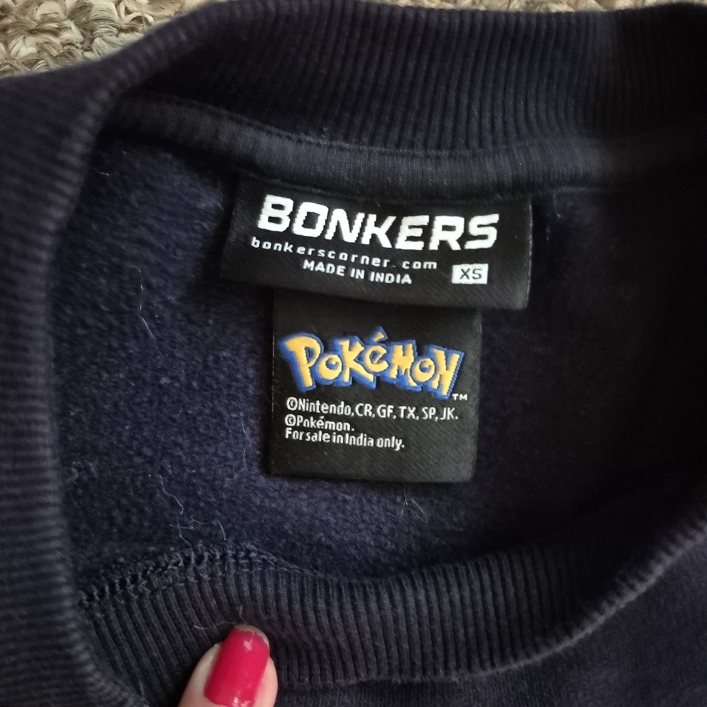 Pokemon Bonkers Navy Pikachu Sweater With Pockets Navy XS Stitched On Pikachu - Picture 3 of 6